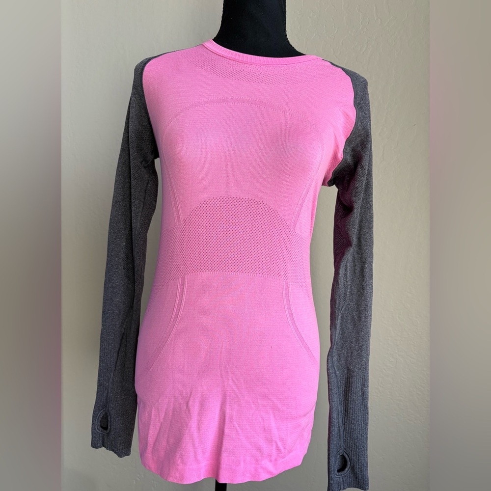 Lululemon Athletica Pink and Gray Long Sleeve Top